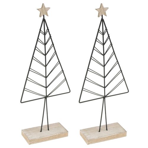 Floristik24 Mini sapin de Noël métal bois noir naturel 28cm 2pcs