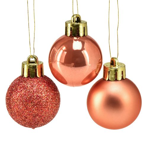Floristik24 Mini boules de sapin de Noël orange incassables Ø3cm 14pcs