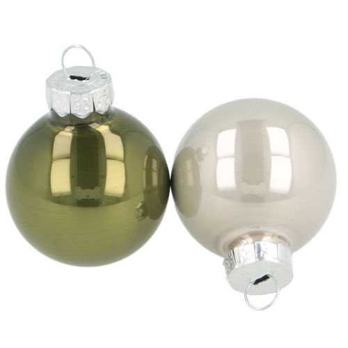 Floristik24 Mini boules de Noël en verre vert argent gris Ø3cm 22pcs