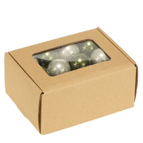 Article Mini boules de Noël en verre vert argent gris Ø3cm 22pcs