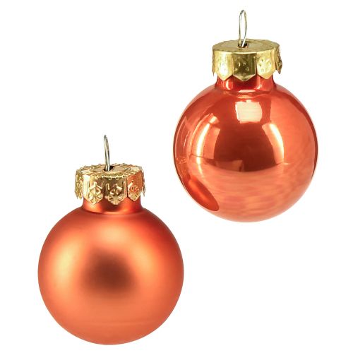 Mini boules de Noël en verre citrouille orange Ø2,5cm 22 pcs