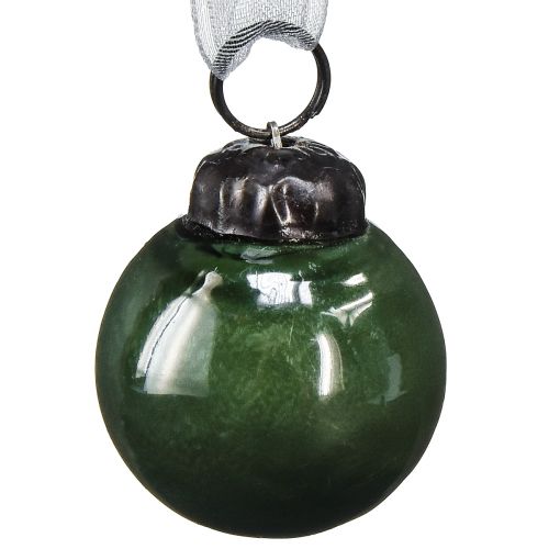 Article Mini boules de Noël boules de verre vertes Ø3cm 18 pièces dans un verre