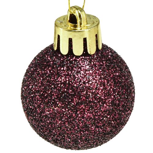 Article Mini boules de Noël en plastique violet Ø3cm H3,5cm 14 pcs
