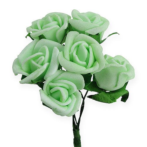 Floristik24 Miniroses en foam Ø 1,5  cm vert 72 ex.