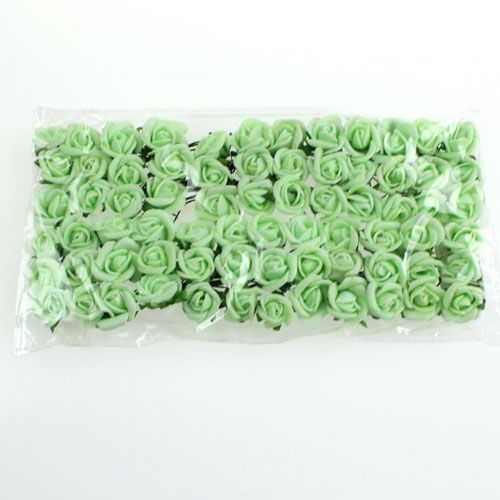 Floristik24 Mini roses en mousse Ø2,5cm vertes 72 pcs