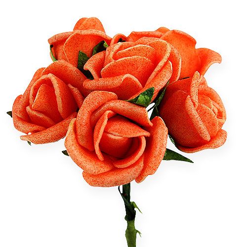 Floristik24 Mini roses en mousse Ø 1,5cm orange 72 pcs