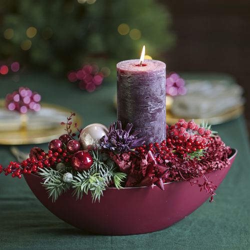 Article Bol demi-lune moderne rouge foncé en plastique 39 cm - polyvalent pour la décoration - 2 pièces