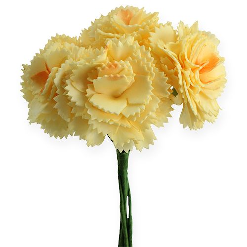 Floristik24 Décoration artificielle oeillet jaune 6pcs