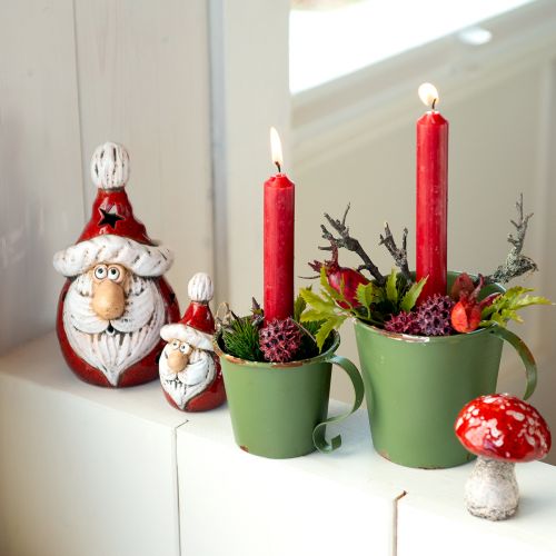 Floristik24 Jolie figurine de Père Noël en céramique, rouge et blanc, 10 cm - décoration de Noël parfaite - 4 pièces