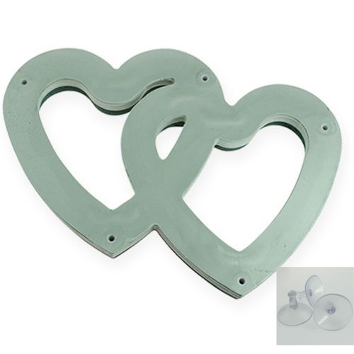 Article Duo de mousse florale humide coeur 37cm avec ventouse 2 pièces