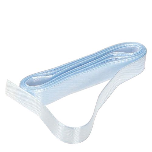 Ruban décoratif cadeau bleu clair lisière bleue 15 mm 3 m 10 pièces