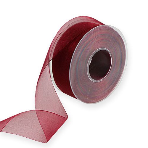 Floristik24 Ruban organza bordeaux 40mm 50m