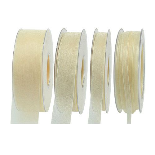 Ruban organza avec lisière 50m crème