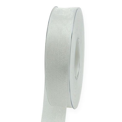 Floristik24 Ruban organza ruban cadeau ruban blanc lisière 25mm 50m