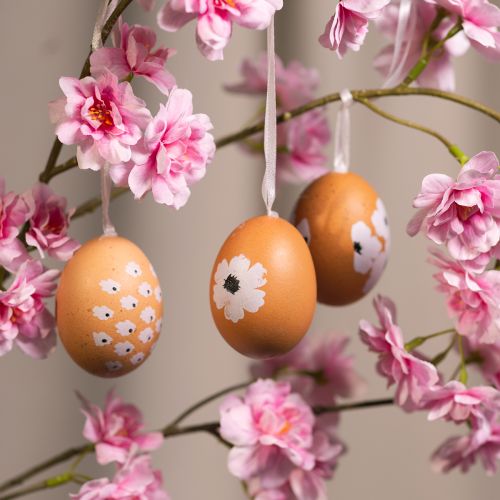 Article Décoration de Pâques à suspendre, printemps, Pâques, véritables œufs de poule, naturels, 6 cm, lot de 6