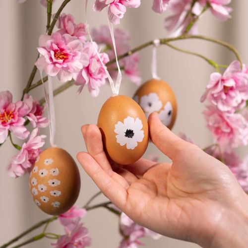 Article Décoration de Pâques à suspendre, printemps, Pâques, véritables œufs de poule, naturels, 6 cm, lot de 6