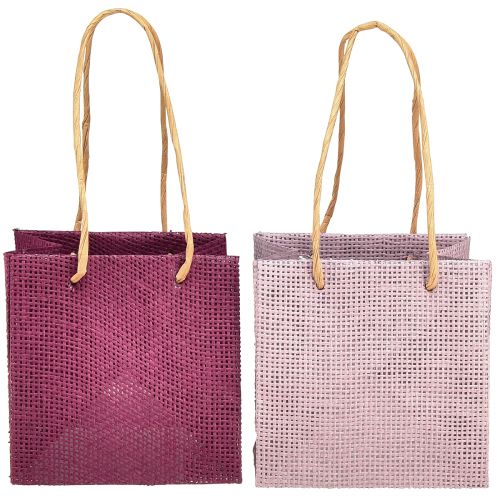 Floristik24 Sacs cadeaux en papier avec poignées rose bordeaux 12x12cm 8 pcs