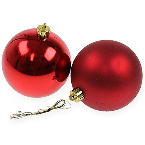 Boule de Noël rouge 10cm 4pcs