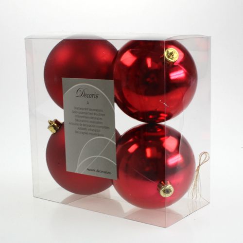 Article Boule de Noël rouge 10cm 4pcs