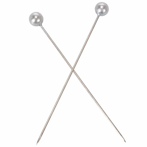 Aiguilles à tête perlée Ø6 mm x 65 mm argentées, boîte de 100 pièces | Floristik24.fr