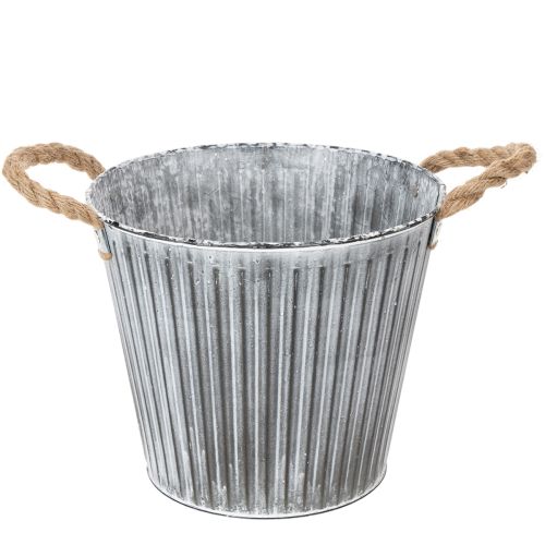 Article Pot de fleurs décoratif avec poignées, pot en métal pour plantation Ø 25,5 cm