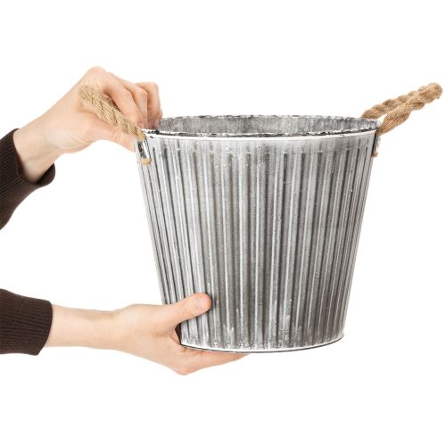 Article Pot de fleurs décoratif avec poignées, pot en métal pour plantation Ø 25,5 cm