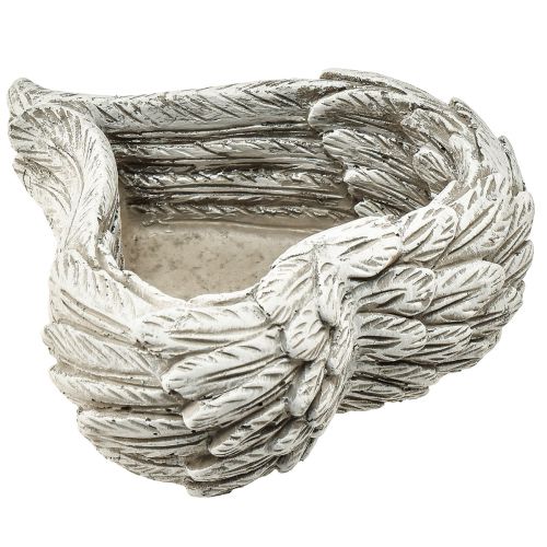 Plumes de coeur végétal coeur en pierre moulée gris blanc 13×12×6cm 2pcs | Floristik24.fr