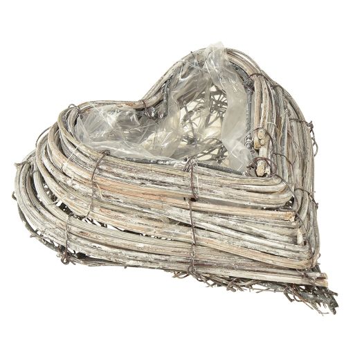 Floristik24 Vignes en rotin cœur végétal blanc naturel 13cmx14cm 2pcs