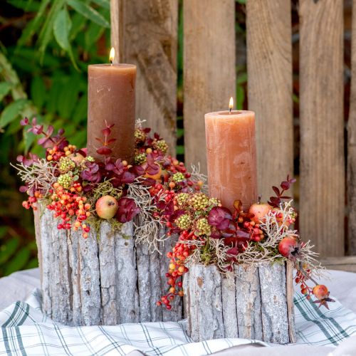Article Jardinière en bois avec écorce blanc naturel 17/24cm lot de 2 pièces