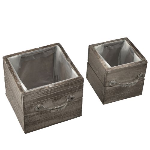 Article Bacs à plantes aspect tiroir - gris-brun, différentes tailles - rangement polyvalent et décoratif - lot de 2