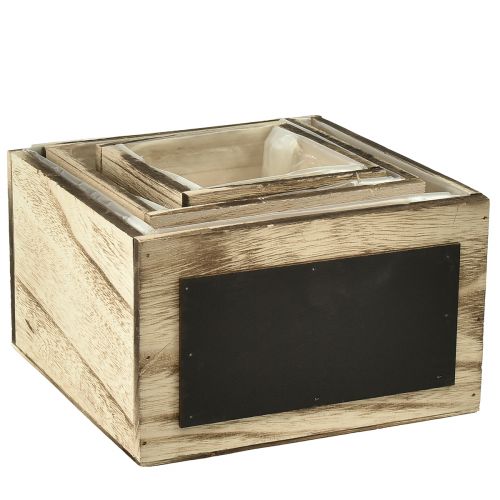 Article Boîtes rustiques en bois avec surfaces de tableau noir – Naturel et noir, différentes tailles – Solution d&#39;organisation polyvalente – Lot de 3