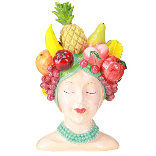 Vase exotique Buste de femme avec fruits tropicaux H22cm