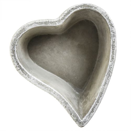 Article Bol à plantes coeur décoration tombe coeur végétal gris blanc 18×19cm H7,5cm