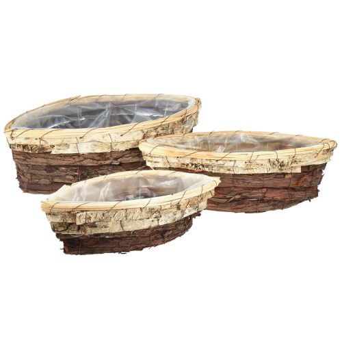 Floristik24 Bateaux à plantes écorce de bois tricolore 33,5/40/48cm lot de 3