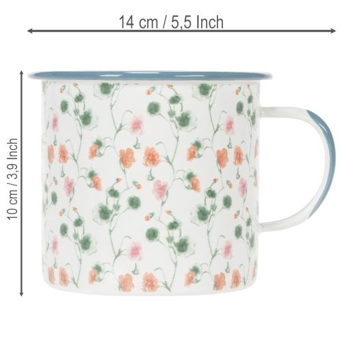 Article Pot de fleurs en émail, coupe décorative à motifs floraux, Ø11cm