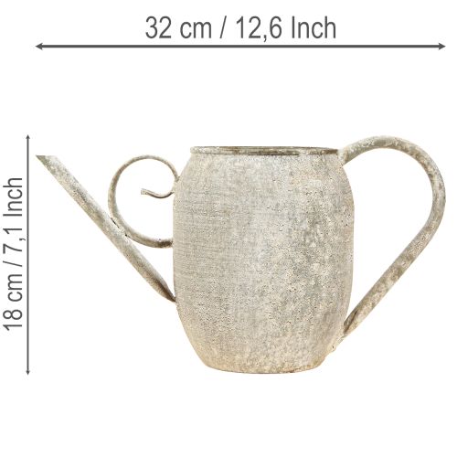 Pot de fleurs/arrosoir vintage en métal, décoration de jardin ancienne, 32 x 10,5 x 18 cm | Floristik24.fr