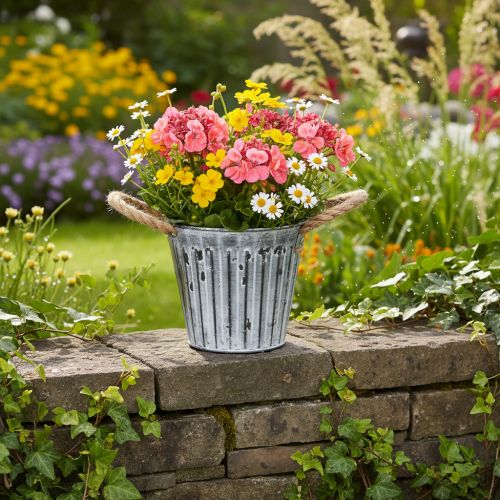 Pot de fleurs avec poignées, jardinière en métal, pot décoratif pour plantation Ø14,5 cm | Floristik24.fr