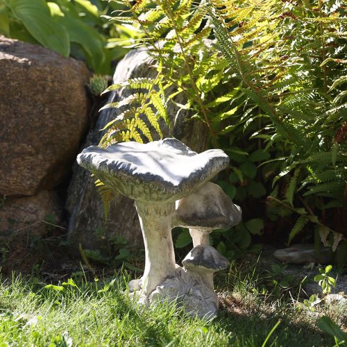 Article Décoration champignon en pierre moulée grise blanchie à la chaux 21,5 × 18 × 22 cm