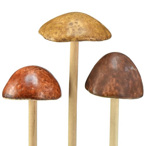 Article Champignons décoratifs sur bâton, marron 5,5 cm - décoration automnale de jardin et de salon - 6 pcs