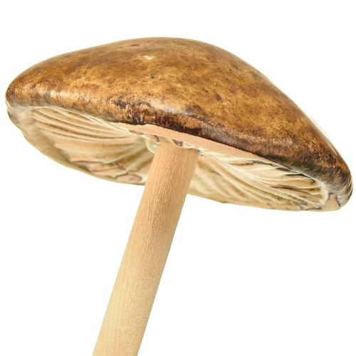 Article Champignons décoratifs sur bâton, marron 5,5 cm - décoration automnale de jardin et de salon - 6 pcs