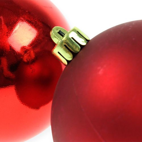 Article Boules de sapin de Noël en plastique rouge 8cm 6 pcs