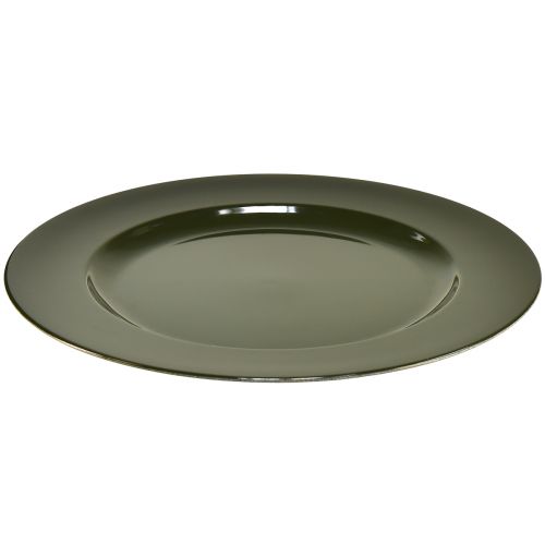 Article Assiette élégante en plastique vert foncé 28 cm 4pcs