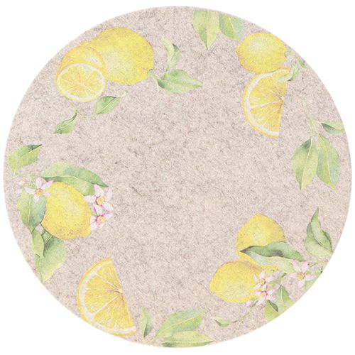 Article Set de table rond en feutre gris Motif citrons Ø31cm 2pcs