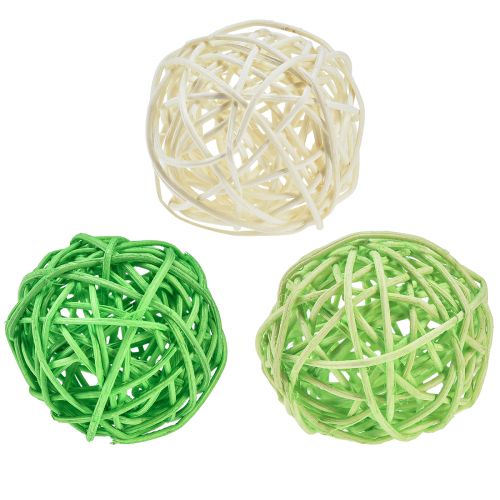 Article Boules de rotin vert clair vert crème assorties rotin Ø5cm 24 pcs