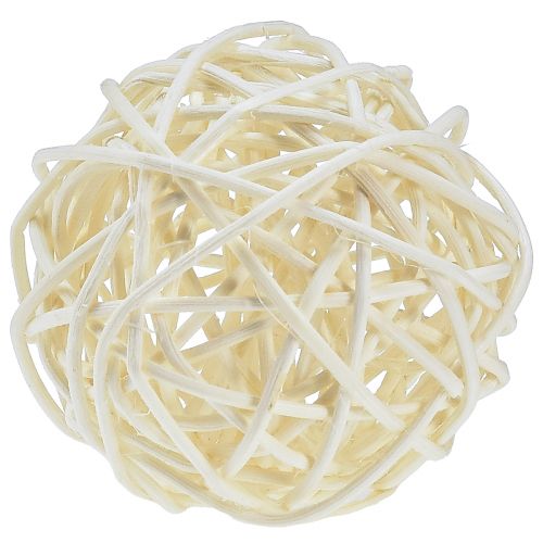 Boule en rotin blanchie crème Ø5cm décoration de table lot de 24 acheter | Floristik24.fr