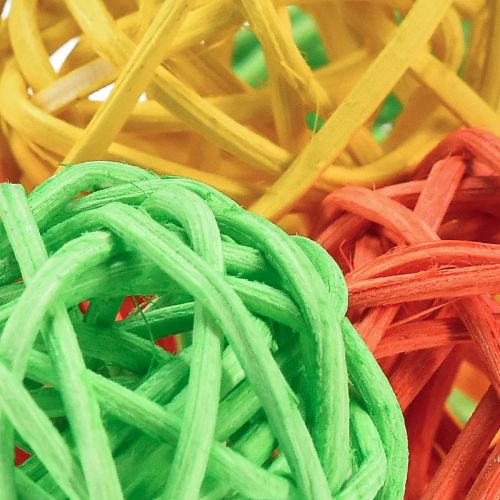 Floristik24 Boule en rotin orange jaune vert boule en rotin Ø3cm 30 pcs