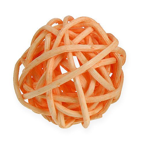 Article Boule en rotin orange, abricot, blanchie 72 pcs