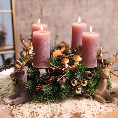 Article Décoration cerf assis floqué gris or 15×6×15,5cm 3pcs