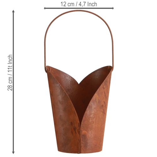 Coeur décoratif rouille avec poignée en métal à suspendre 12×15,5cm 2pcs | Floristik24.fr