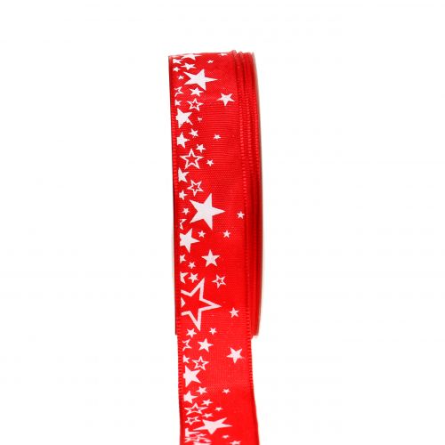 Floristik24 Ruban de Noël motif étoile rouge 25mm 25m